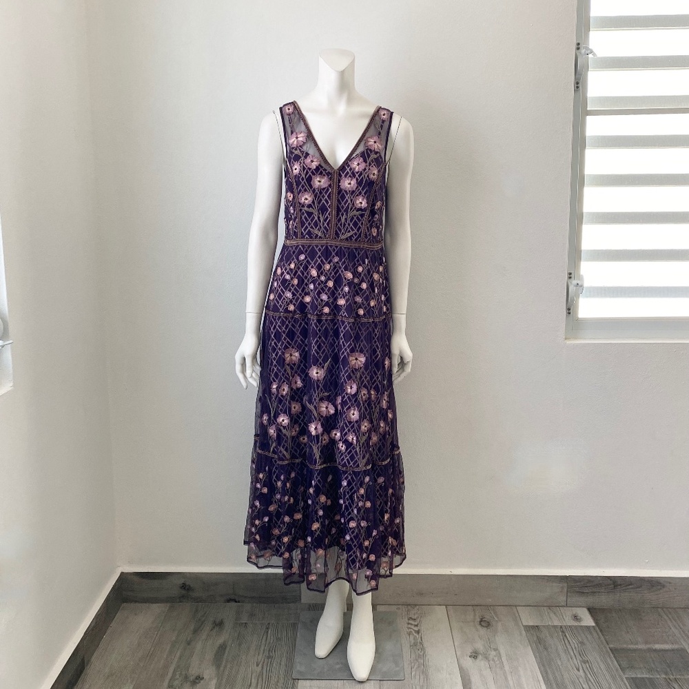 Moulinette Soeurs Purple Floral Midi Dress